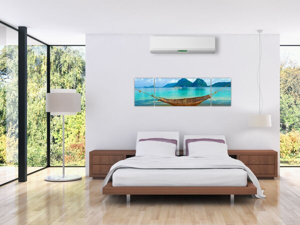 Obraz - Houpací síť na pláži (170x50 cm)