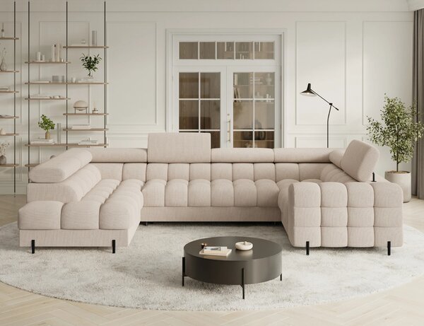 Designová sedací souprava do U KALANI - světle béžová, levé provedení