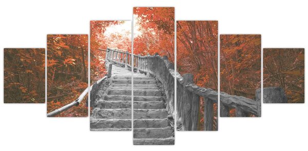 Obraz - Schody v přírodě, oranžová (210x100 cm)
