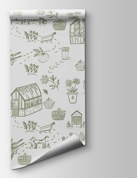 Fototapeta Vzor zahradnického nářadí a rostlin, Designové fototapety na zeď, Populární fototapety, w00254v4 - Tapeko.co.cz