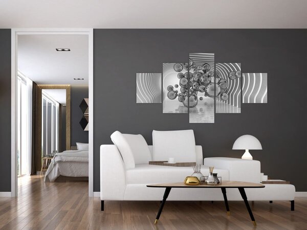 Obraz - Černobílé bubliny (125x70 cm)