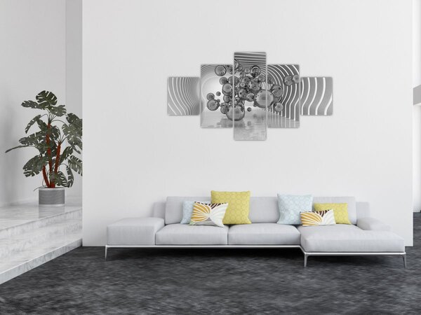 Obraz - Černobílé bubliny (125x70 cm)