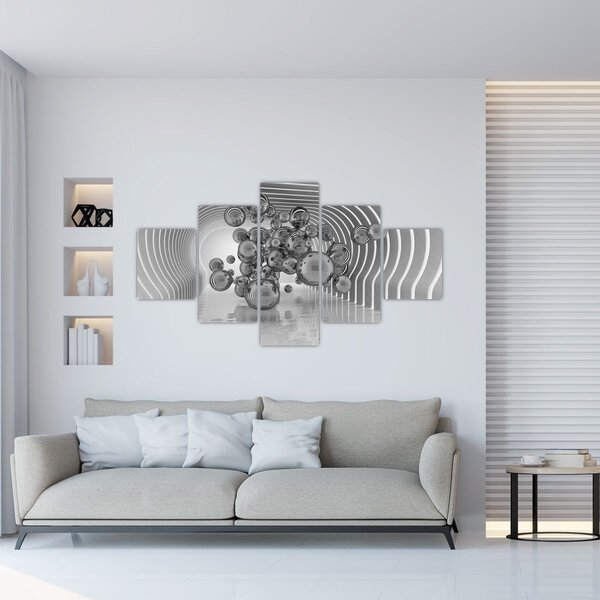 Obraz - Černobílé bubliny (125x70 cm)