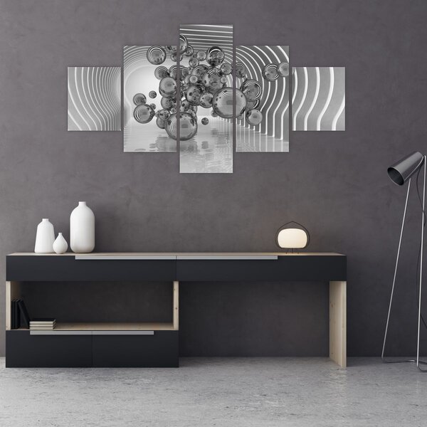 Obraz - Černobílé bubliny (125x70 cm)