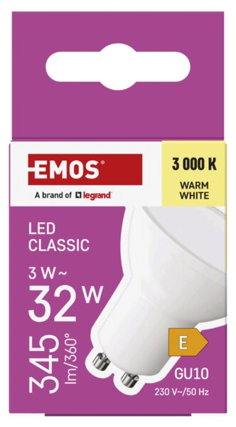LED žárovka ZQ8E12 GU10, 3W, teplá bílá