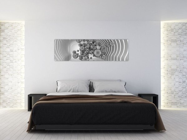 Obraz - Černobílé bubliny (170x50 cm)