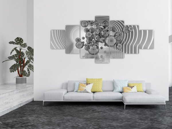 Obraz - Černobílé bubliny (210x100 cm)
