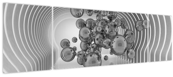 Obraz - Černobílé bubliny (170x50 cm)