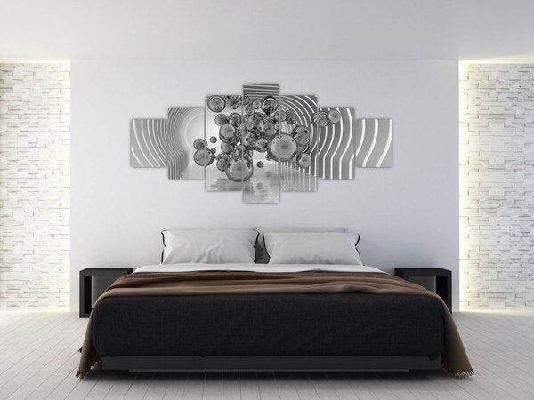 Obraz - Černobílé bubliny (210x100 cm)