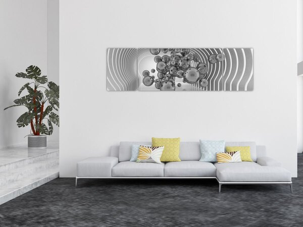 Obraz - Černobílé bubliny (170x50 cm)