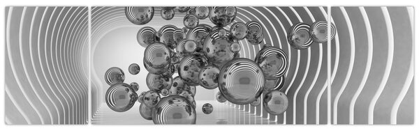 Obraz - Černobílé bubliny (170x50 cm)