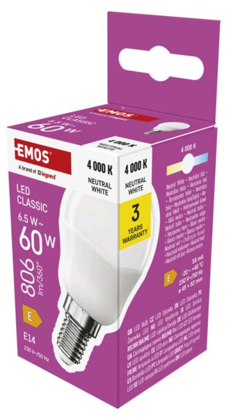 LED žárovka ZQ1E43 E14, 6,5W, neutrální bílá