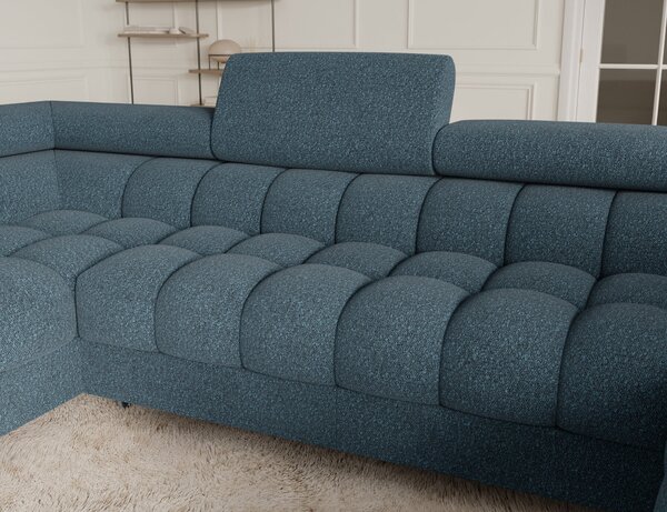 Designová sedací souprava do U KALANI - modrá, levé provedení