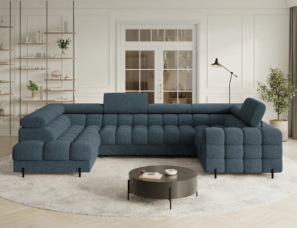 Designová sedací souprava do U KALANI - modrá, levé provedení