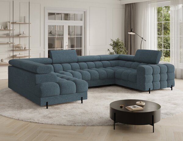 Designová sedací souprava do U KALANI - modrá, levé provedení