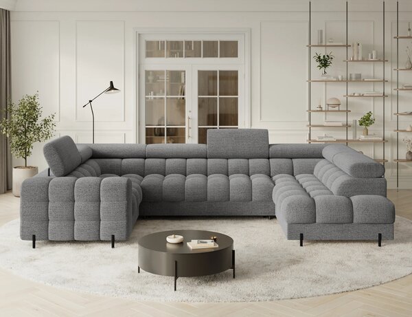 Designová sedací souprava do U KALANI - světle šedá, pravé provedení