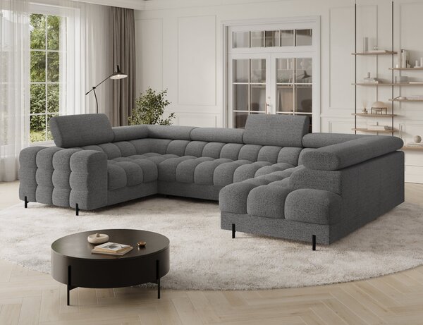Designová sedací souprava do U KALANI - světle šedá, pravé provedení