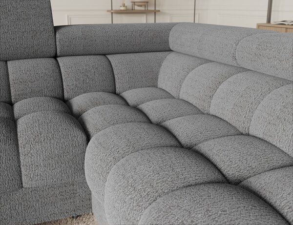 Designová sedací souprava do U KALANI - světle šedá, pravé provedení