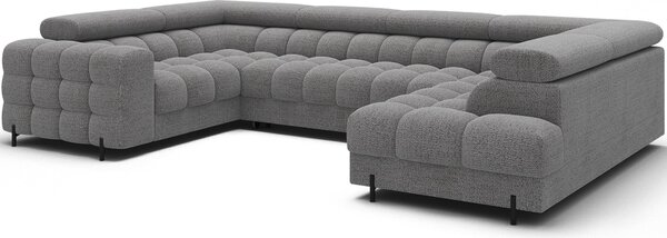 Designová sedací souprava do U KALANI - světle šedá, pravé provedení