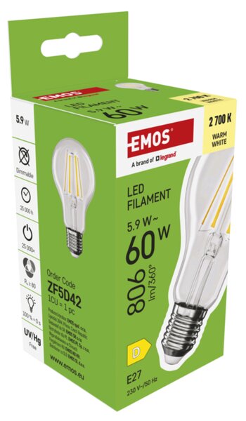 LED žárovka ZF5D42 E27, 5,9W, teplá bílá