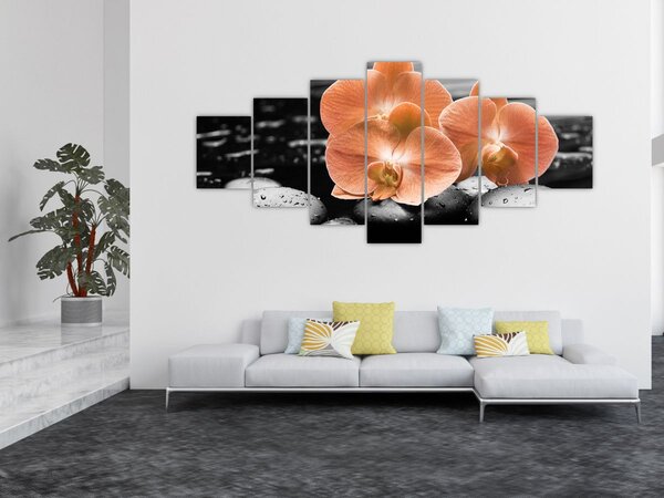 Obraz - Oranžové orchideje (210x100 cm)