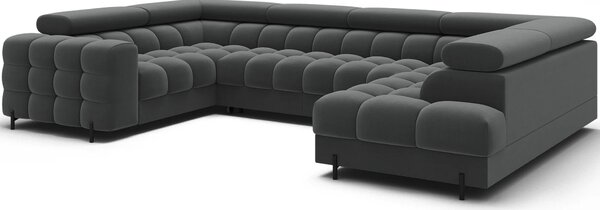 Designová sedací souprava do U KALANI - tmavě šedá, pravé provedení