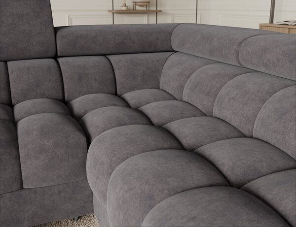 Designová sedací souprava do U KALANI - šedá, pravé provedení