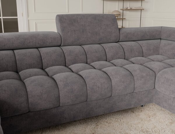 Designová sedací souprava do U KALANI - šedá, pravé provedení
