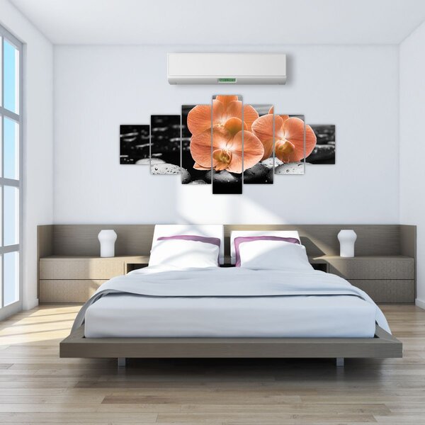 Obraz - Oranžové orchideje (210x100 cm)
