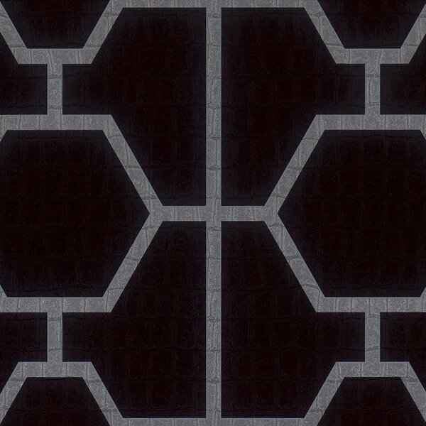 Černá geometrická vliesová tapeta s vinylovým povrchem Z80024 Philipp Plein, Zambaiti Parati