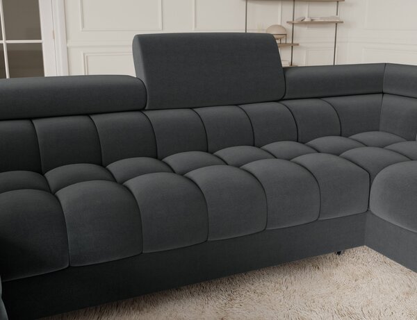 Designová sedací souprava do U KALANI - tmavě šedá, pravé provedení