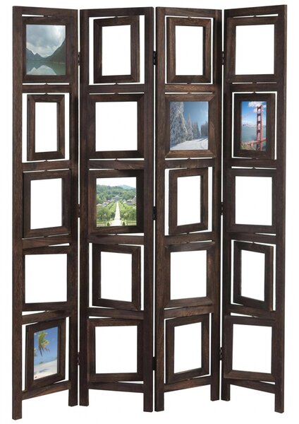 Paraván s fotorámečky - 161 x 125 cm - Hnědá