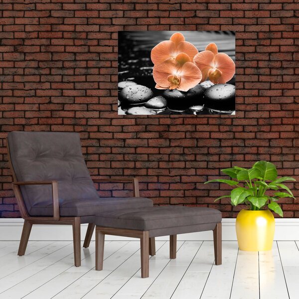 Obraz - Oranžové orchideje (70x50 cm)