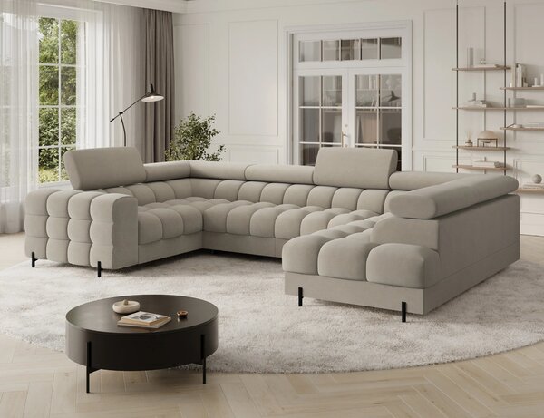 Designová sedací souprava do U KALANI - béžová, pravé provedení