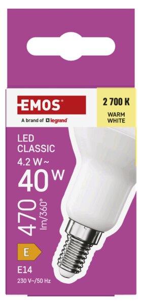 LED žárovka ZQ7E21 E14, 4,2W, teplá bílá