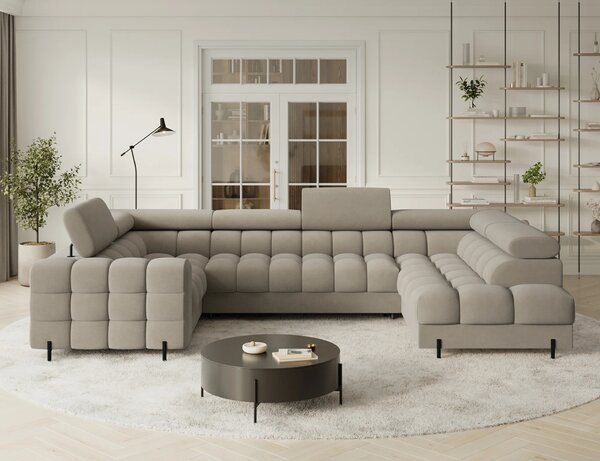Designová sedací souprava do U KALANI - béžová, pravé provedení