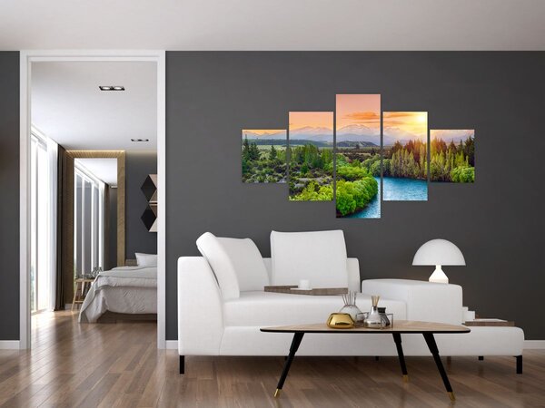 Obraz - Lesní horská krajina (125x70 cm)