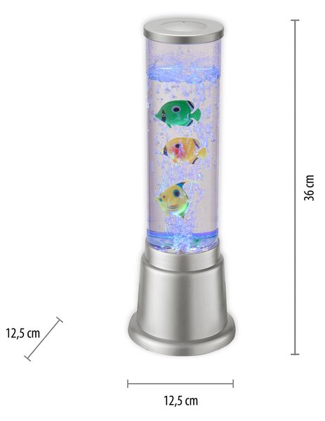 Vodní sloupec Ava s LED diodami a rybami, výška 36 cm
