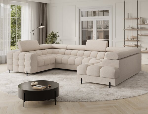 Designová sedací souprava do U KALANI - světle béžová, pravé provedení