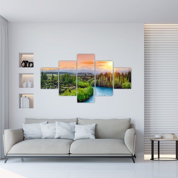Obraz - Lesní horská krajina (125x70 cm)