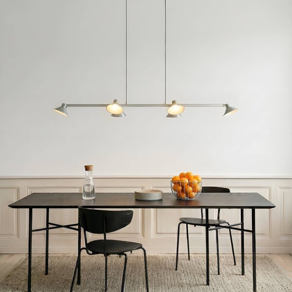Lucande LED závěsné světlo Steve, hliník, 113 cm, 6 světel, stmívatelné, stmívatelný, Hliník / šedá / zinek, Obývací pokoj / jídelna, kov, Moderní