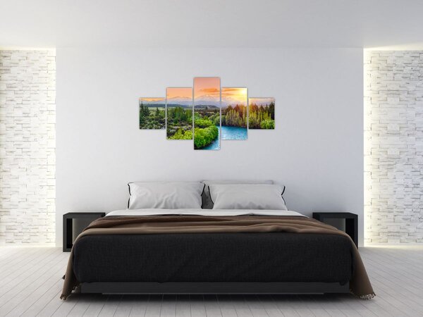 Obraz - Lesní horská krajina (125x70 cm)