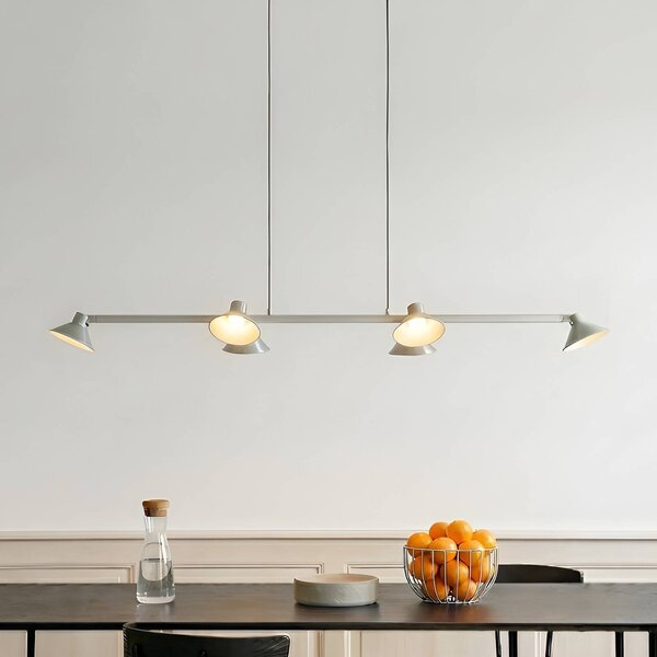 Lucande LED závěsné světlo Steve, hliník, 113 cm, 6 světel, stmívatelné, stmívatelný, Hliník / šedá / zinek, Obývací pokoj / jídelna, kov, Moderní