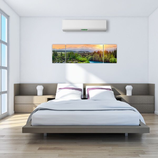 Obraz - Lesní horská krajina (170x50 cm)