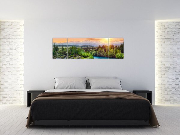 Obraz - Lesní horská krajina (170x50 cm)