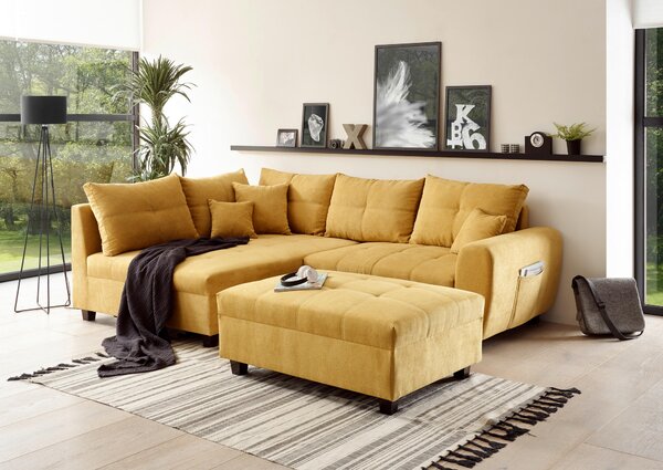 ROHOVÁ SEDAČKA, textil, kompozitní dřevo, žlutá MID.YOU - Sedací soupravy, Online Only