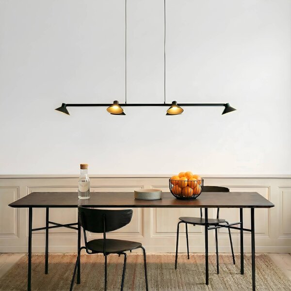 Lucande LED závěsné světlo Steve, černá, 113 cm, 6 ramen, stmívatelné, stmívatelný, Černá, Obývací pokoj / jídelna, kov, Moderní