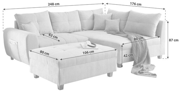 ROHOVÁ SEDAČKA, textil, kompozitní dřevo, bobulová MID.YOU - Sedací soupravy, Online Only