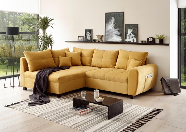 ROHOVÁ SEDAČKA, textil, kompozitní dřevo, žlutá MID.YOU - Sedací soupravy, Online Only