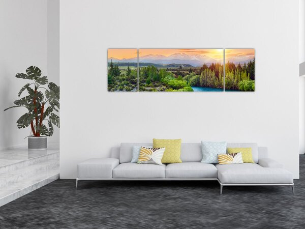 Obraz - Lesní horská krajina (170x50 cm)